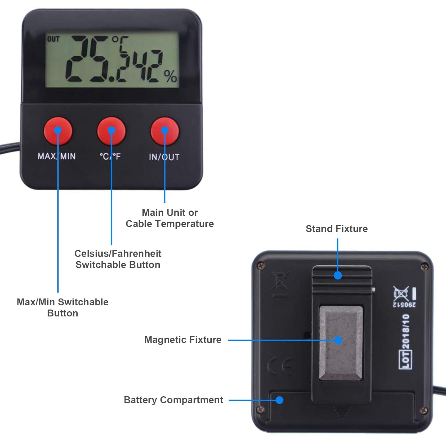 ZHITING Digitales Thermo-Hygrometer Terrarium - Bild 3