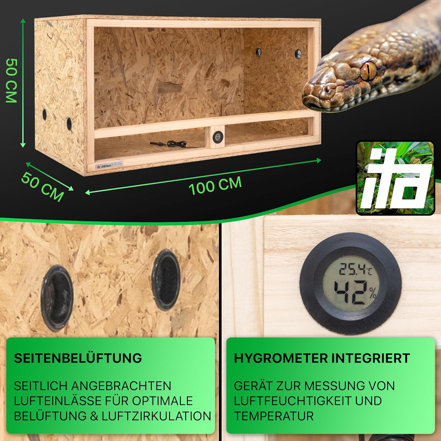 ITA Holzterrarium 100×50×50 cm - Bild 3
